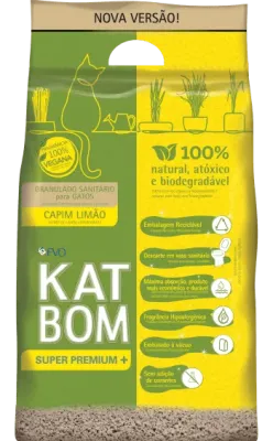 Areia Para Gato Katbom Natural Granulado Higiênico Capim Limão 3kg