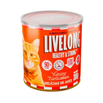 Lata Gato Livelong  Delícias Aves 300g