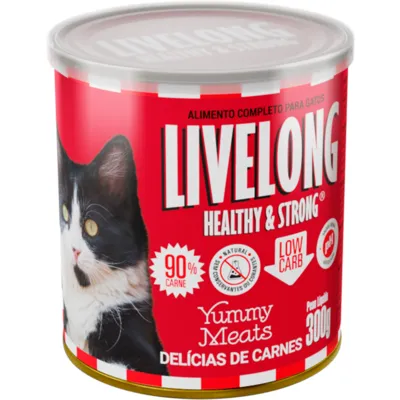 Lata Gato Livelong Delícias Carnes 300 G