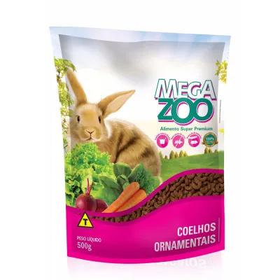 Ração Para Coelhos Ornamentais Adultos Megazoo 500g