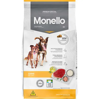 Ração Monello Premium Especial Cães Adultos Go Sabor Carne 15kg
