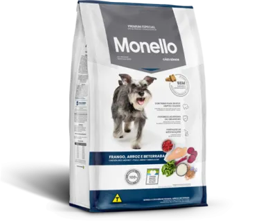 Ração Monello Premium Especial Cães Sênior Sabor Frango, Arroz E Beterraba 10,1kg