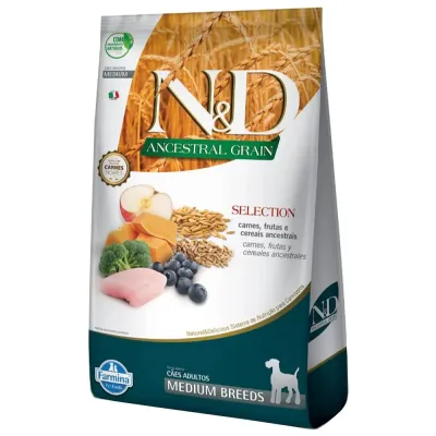 Ração N&D Ancestral Grain Selection Cães Adultos Raças Médias 15kg