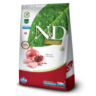 Ração N&D Prime Gatos Adultos Castrados Frango E Romã 400g