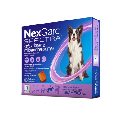 Nexgard Spectra Antipulgas E Vermífugo Cães De 15,1 A 30 Kg - 1 Tablete