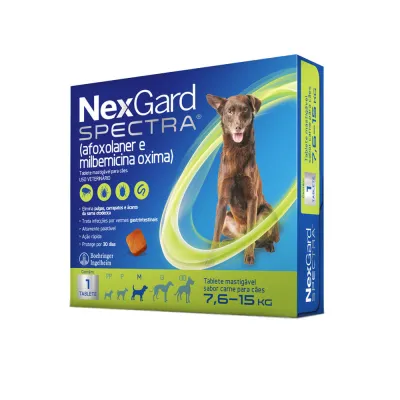 Nexgard Spectra Antipulgas E Vermífugo Cães 7,6 A 15 Kg 1 Tablete