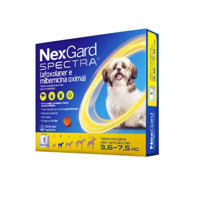 Nexgard Spectra Antipulgas E Vermífugo Cães 3,6 A 7kg 1 Tablete