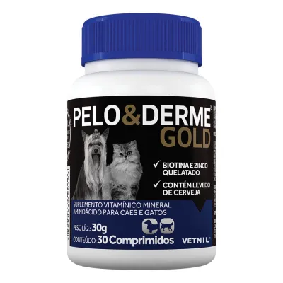 Pelo E Derme Gold Vetnil 30 Comprimidos