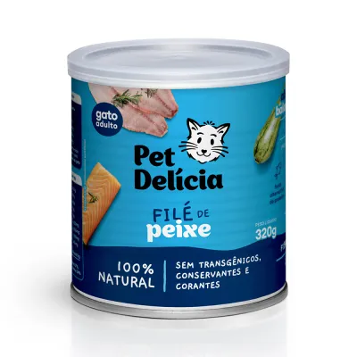 Ração Úmida Natural Pet Delícia Filé De Peixe Proteína Alternativa Para Gatos Adultos 320 G
