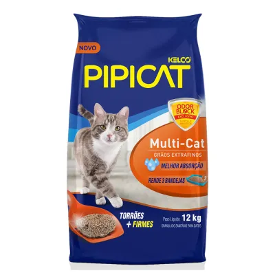 Areia Pipicat Multi-Cat Para Gatos 12 Kg