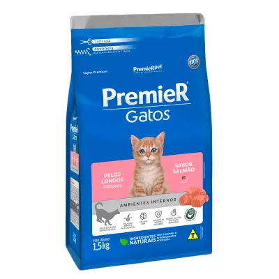 Ração Premier Ambientes Internos Gatos Filhotes Pelos Longos 1.50kg