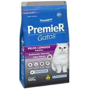 Raço Premier Gatos Adultos Pelos Longos Ambientes Internos Salmo -