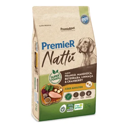 Ração Premier Nattu Cães Adultos Mandioca 12kg
