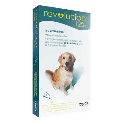 Antipulgas Revolution 12% Para Cães De 20 A 40kg 1 Tubo