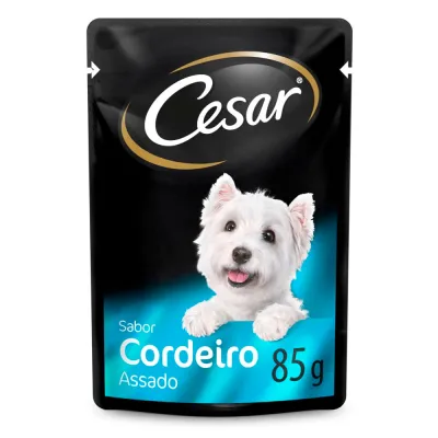 Ração Úmida Cesar Para Cães Adultos Sachê Cordeiro Assado Ao Molho 85g