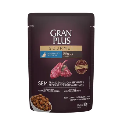 Gran Plus Sachê Gourmet Gatos Adulto Castrados Ovelha 85g