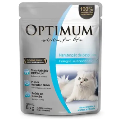 Ração Gatos Sachê Optimum 85g Manutencao Peso