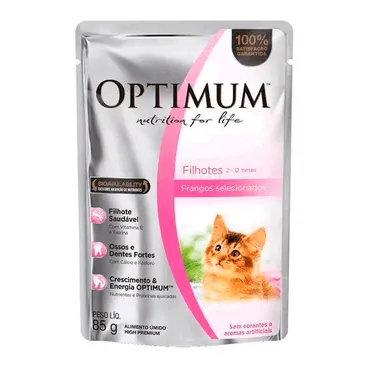 Ração Úmida Optimum Sachê Gatos Filhotes Frango 85g