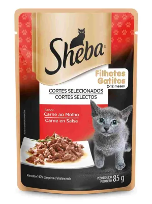 Ração Úmida Sheba Gatos Filhotes Sachê Carne Ao Molho 85g