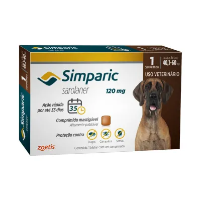 Antipulgas Simparic 40 A Cães 120mg 1 Comprimido