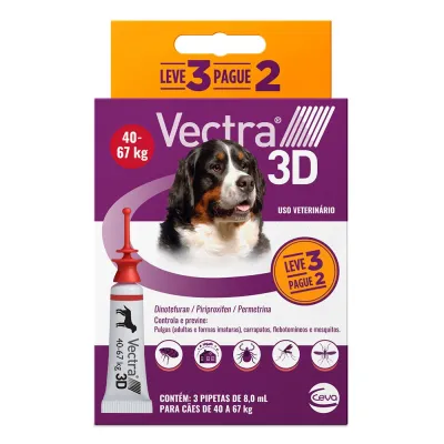 Combo Antipulgas e Carrapatos Vectra 3d Cães 40kg A 67kg