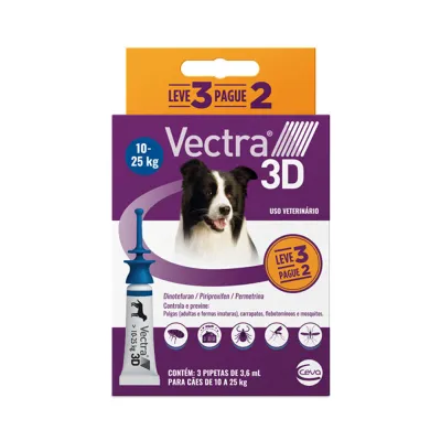 Antipulgas Vectra 3d Cães 10 A Ceva 3,6 Ml Leve 3 Pague 2 3 Pipetas