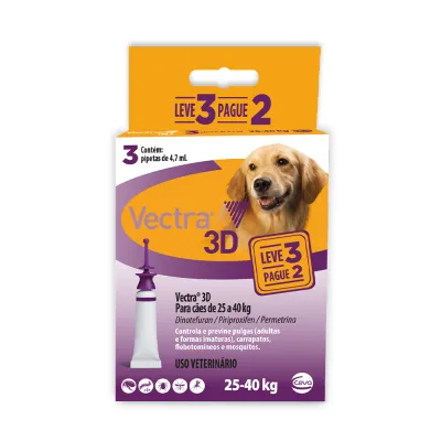 Vectra 3d Cães 25 A 40 Kg Leve 3 Pague 2