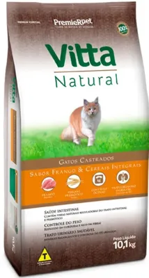 Vitta Natural Gatos Adulto Castrado Frango 10,1 Kg