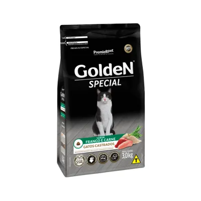 Ração Golden Special Gatos Adultos Castrados Frango E Carne 3kg