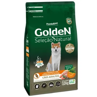 Ração Golden Seleção Natural Cães Adultos Frango, Abóbora E Alecrim 3kg