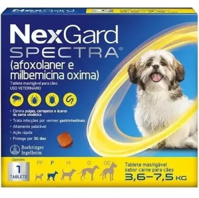 Nexgard Spectra Antipulgas E Vermífugo Cães De 3,6 A 7,5 Kg - 3 Tabletes
