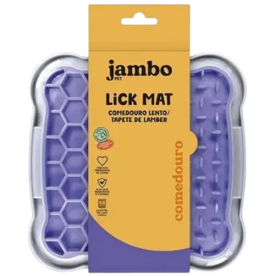 Comedouro Jambo Lento Com Tapete De Lamber Quadrado Lilás