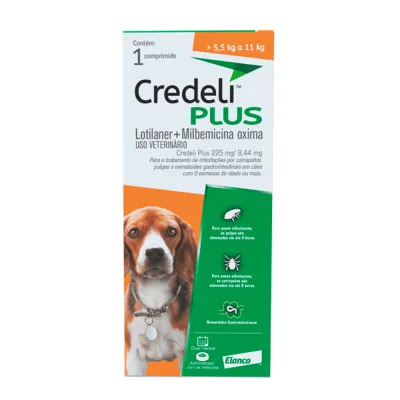 Antipulgas Credeli Plus Cães 225mg 5,5 A 11kg 1 Comprimido