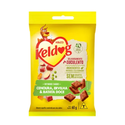 Petisco Keldog Mini Bifinho Cenoura, Ervilha E Batata Doce - 60 G
