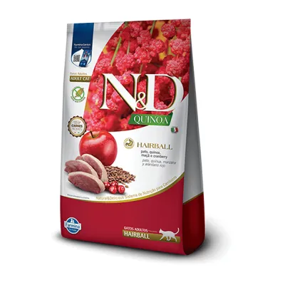Ração N&D Quinoa Gatos Adultos Hairball Pato 400g
