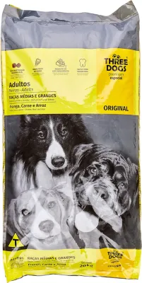 A Ração Three Dogs Original Frango Para Cães Adultos Raças Médias E Grandes 20kg