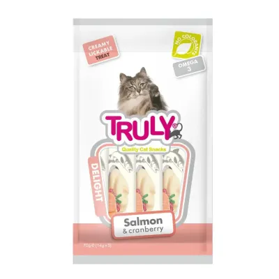 Truly Creamy Petisco Para Gatos Sabor Salmão E Cranberry 70g