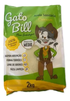 Areia Gato Bill Grao Médio 2kg