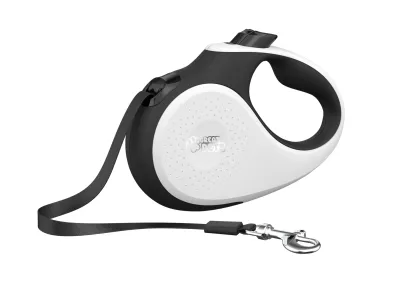 Guia Retrátil Para Cães Até 25kg Branco/Preto