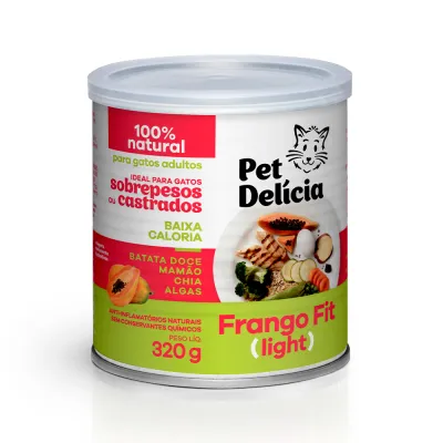 Ração Úmida Natural Pet Delícia Frango Fit Light Para Gatos Adultos 320 G