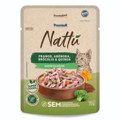 Premier Nattu Úmidos Gatos Filhote Frango/Abóbora 70 G