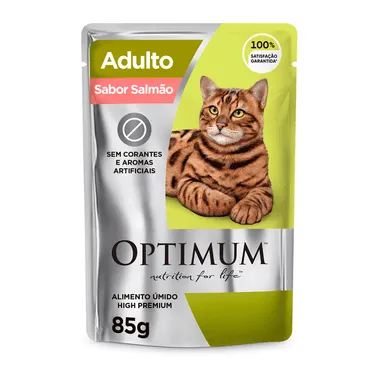 Ração Úmida Optimum Sachê Gatos Adultos Salmão 85 G