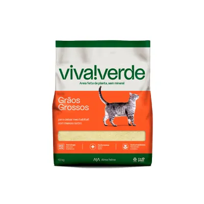 Areia Higiênica Viva Verde Grãos Grossos Para Gatos 10kg
