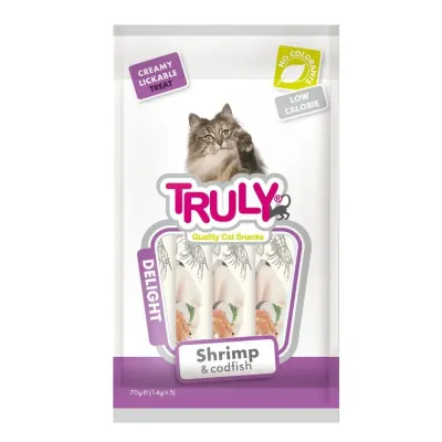 Truly Creamy Petisco Para Gatos Sabor Camarão E Bacalhau 70g