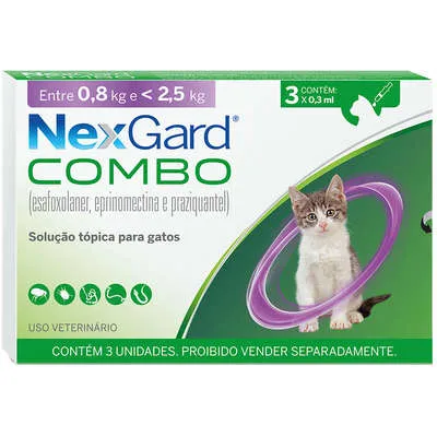Antiparasitário Nexgard Combo Para Gatos De 0,8 Kg A 2,5 Kg 1 Unidade
