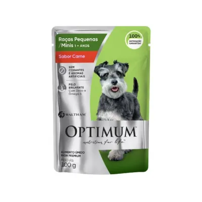 Sachê Optimum Cães Adulto Raças Pequenas Carne 100 G