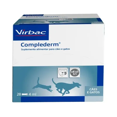 Suplemento Alimentar Virbac Complederm 4ml Para Cães E Gatos Até 10kg - Contém 28 Sachês