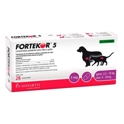 Fortekor 5mg Para Cães E Gatos Uso Veterinário Com 28 Comprimidos