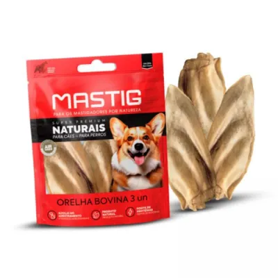 Mastigável Orelha Bovina Natural 3 Unidades