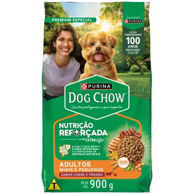 Ração Cães Dog Chow 900g Adultos Minis e Peq